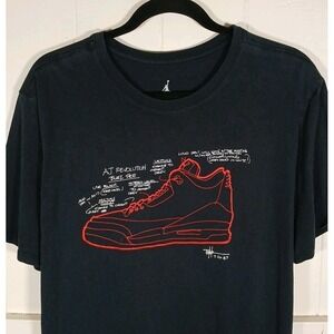Nike Air Jordan T-Shirt AJ Revolution Tinker Shoe Art Design Men's XL Black SS
